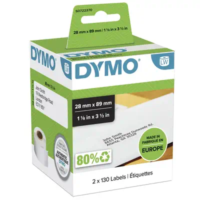 DYMO LabelWriter Étiquettes authentiques d'adresse autocollantes | 28mm x 89mm | noir sur blanc | ro - Dymo - Ruban - visuel 4
