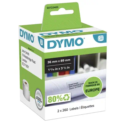 DYMO LW grandes étiquettes d'adresse autocollantes authentiques | 36 mm x 89 mm | impression en noir - Dymo - Ruban - visuel 4