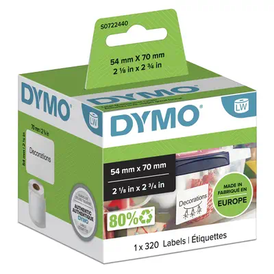 DYMO LW étiquettes autocollantes authentiques polyvalentes | 54 mm x 70 mm | rouleau de 320 étiquett - Dymo - Ruban - visuel 4