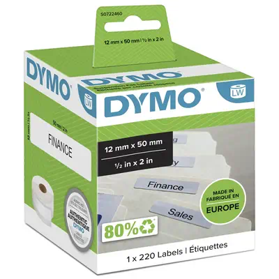 DYMO LW étiquettes autocollantes authentiques pour dossier suspendu | 12 mm x 50 mm | rouleau de 220 - Dymo - Ruban - visuel 4