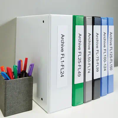 DYMO LW Petites étiquettes authentiques pour classeur à arceaux | 38 mm x 190 mm | Rouleau de 110 |  - Dymo - Ruban - visuel 5