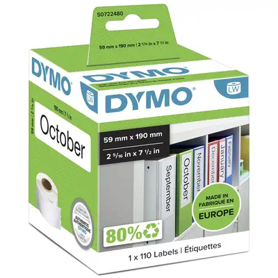 DYMO LW grandes étiquettes autocollantes authentiques pour classeurs à levier/polyvalentes | 59 mm x - Dymo - Ruban - visuel 3
