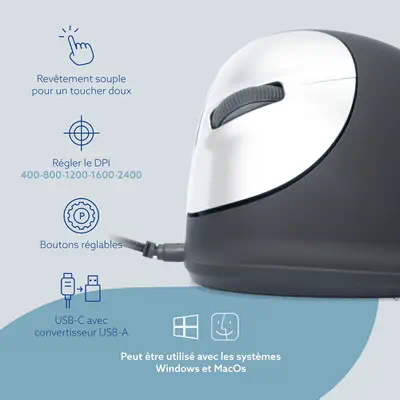 Souris Ergonomique R-Go HE Break avec logiciel de pause, gaucher, grand (longueur de la main > 185 m - R-Go Tools - visuel 10