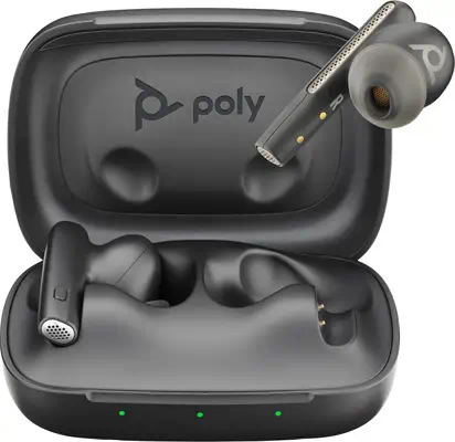 Écouteurs Poly Voyager Free 60 noirs de carbone + étui de charge de base - Casque Micro - visuel 2