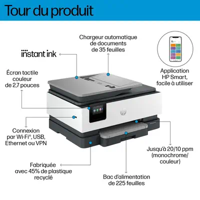 OfficeJet Pro 8124e Sans fil All-in-One Couleur Imprimante, Instant Ink; Impression recto-verso - HP - Imprimante Jet d'encre et photo - visuel 10