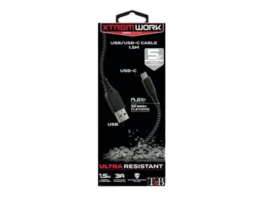 TNB XTREMWORK USB/USB-C 1.5m Cable Black/Grey T'NB - Câble USB - visuel 3
