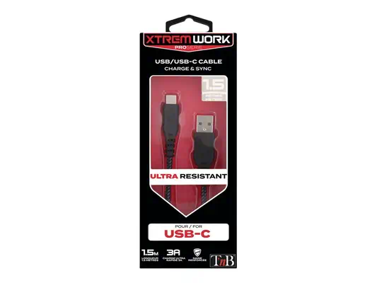 TNB XTREMWORK USB/USB-C 1.5m Cable Black/Grey T'NB - Câble USB - visuel 1