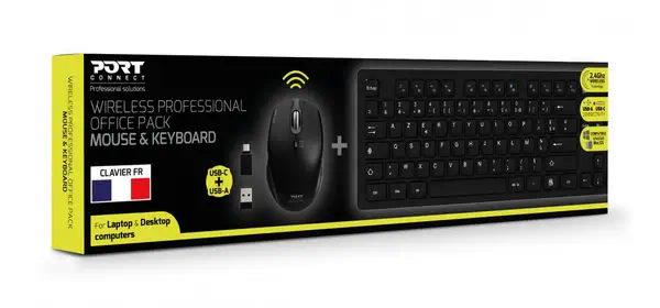 Port Designs 900906-FR clavier Souris incluse Bureau RF sans fil AZERTY Français Noir - Pack Clavier, souris - visuel 1