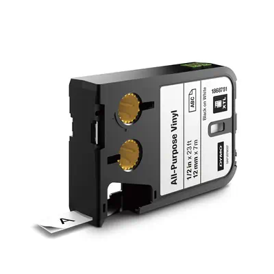 DYMO XTL Cassette d'étiquettes multi usage en vinyle 12 mm x 7 m Noir sur Blanc - Dymo - Ruban - visuel 1