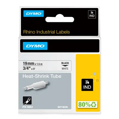 DYMO Rhino Industrielles étiquettes pour gaine thermo-rétractable | 19 mm x 1,5 m | impression en no - Dymo - Ruban - visuel 1