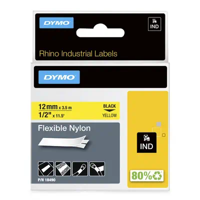 DYMO Rhino Étiquettes industrielles | Nylon flexible | rouleau de 12 mm x 3,5 m | autocollantes impr - Dymo - Ruban - visuel 1