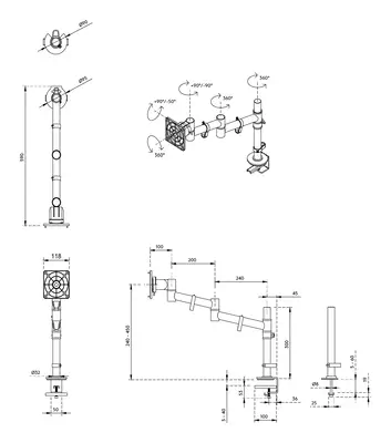 Dataflex Bras pour moniteur Viewgo - bureau 120 - Kits de support plafond - visuel 6
