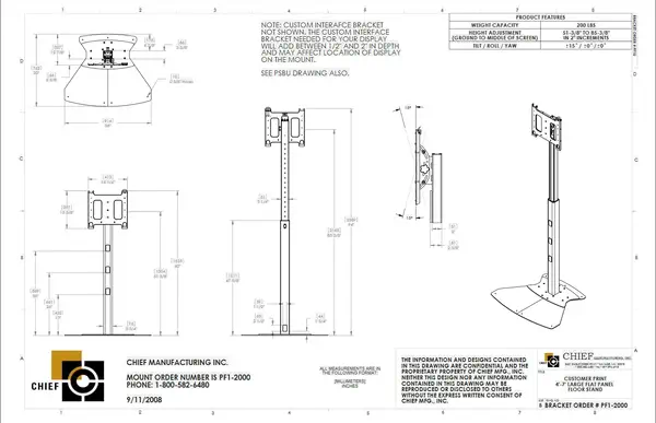 Chief PF1UB support d'écran plat pour bureau 190,5 cm (75") Sol Noir - Kits de support plafond - visuel 7