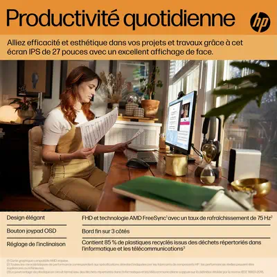 Écran FHD HP V27i G5 HP - visuel 1 - hello RSE - Simplicité du bouton OSD à Joypad