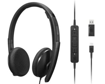 Achat LENOVO - Combiné VoIP - sur-oreille - filaire - USB-C - noir au meilleur prix
