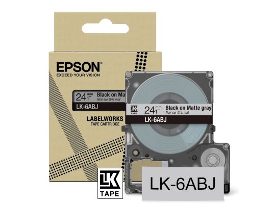 Achat EPSON Matte Tape Grey/Black 24mm 8m LK-6ABJ et autres produits de la marque Epson