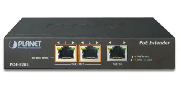 PLANET POE-E202 prolongateur réseau Émetteur et récepteur réseau Noir 10, 100, 1000 Mbit/s - Switchs et Hubs - visuel 2