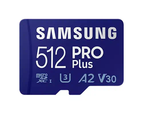 Vente Carte Mémoire SAMSUNG PRO PLUS microSD 512Go Class10 Read up to