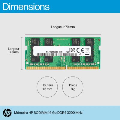 Achat HP 16Go 1x16Go DDR4 3200 SODIMM Memory au meilleur prix
