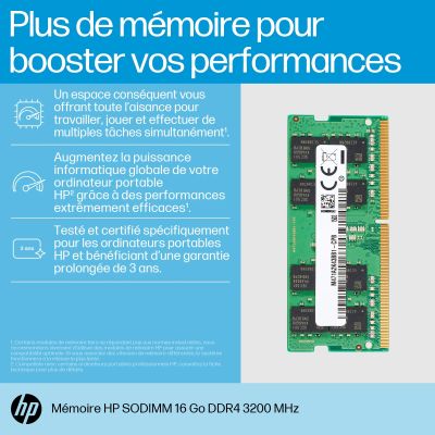Vente HP 16Go 1x16Go DDR4 3200 SODIMM Memory HP au meilleur prix - visuel 2