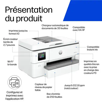 OfficeJet Pro 9720e Sans fil All-in-One Couleur Imprimante, Impression recto-verso; copieur, scanner - HP - Multifonctions Jet d'encre - visuel 7