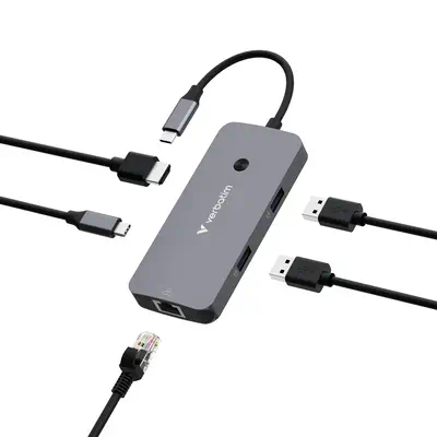Verbatim CMH-05 USB Type-C 5000 Mbit/s Argent - Station d'accueil pour portable - visuel 1
