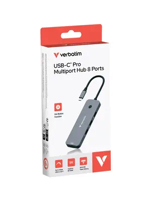 Verbatim CMH-08 USB Type-C 5000 Mbit/s Argent - Station d'accueil pour portable - visuel 2