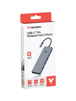 Verbatim CMH-13 USB Type-C 10000 Mbit/s Argent - Station d'accueil pour portable - visuel 2