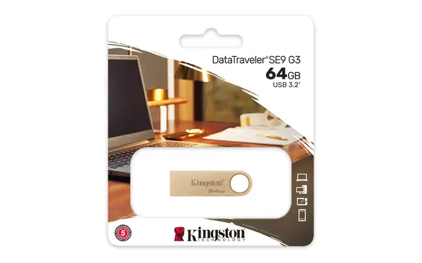 64Go 220Mo/s Clé USB 3.2 Gen 1 Métal DataTraveler SE9 G3 - Kingston - Adaptateur stockage - visuel 5