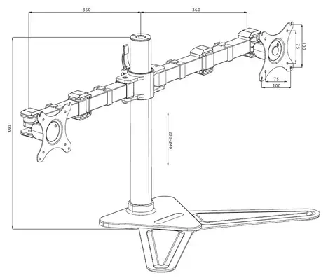 iiyama DS1002D-B1 support d'écran plat pour bureau 76,2 cm (30") Noir - Support Fixe & Mobile - visuel 10