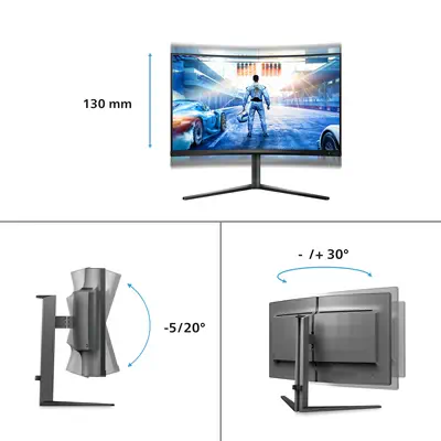 Philips Evnia 5000 32M2C5500W/00 écran plat de PC 80 cm (31.5") 2560 x 1440 pixels Quad HD LCD Noir - Ecran Ordinateur - visuel 3