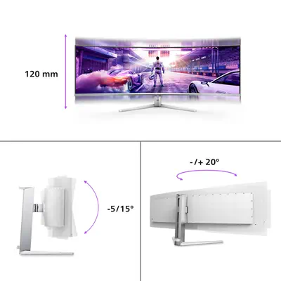 Philips Evnia 8000 49M2C8900L/00 écran plat de PC 124,2 cm (48.9") 5120 x 1440 pixels Dual QHD QD-OL - Ecran Ordinateur - visuel 8