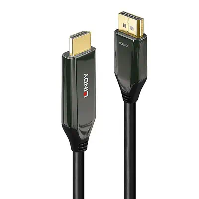 Revendeur officiel Câble Audio LINDY 2m Active DisplayPort 1.4 to HDMI 8K60 Cable