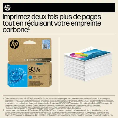HP 937e Cartouche d’encre authentique Cyan EvoMore HP - visuel 1 - hello RSE - Conserver vos documents et vos souvenirs mémorables