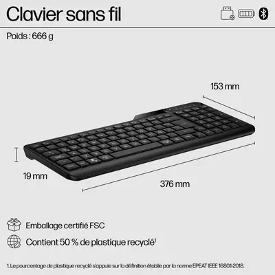 HP INC. clavier Universel RF sans fil + Bluetooth Noir - Clavier - visuel 10