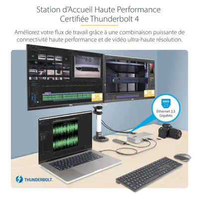 Station d'Accueil Thunderbolt 4 pour Écrans Multiples, Docking Station/Dock pour Quadruples/Triples/ - StarTech - Station d'accueil pour portable - visuel 9