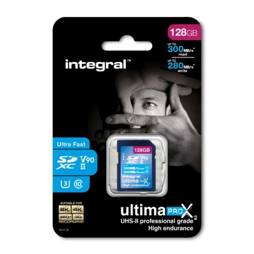 Revendeur officiel Integral UltimaPro X2 128GB SDXC UHS-II U3 V90 - 300-280