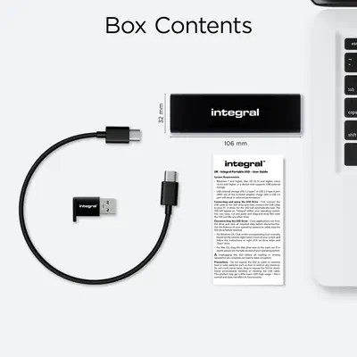Integral INSSD4TPORT3.2SLIMX lecteur à circuits intégrés externe Technologie Thunderbolt 4 To USB Ty - Disque dur SSD - visuel 5