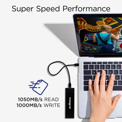 Integral INSSD4TPORT3.2SLIMX lecteur à circuits intégrés externe Technologie Thunderbolt 4 To USB Ty - Disque dur SSD - visuel 2