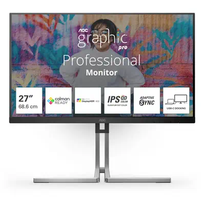 AOC Q27U3CV écran plat de PC 68,6 cm (27") 2560 x 1440 pixels 4K Ultra HD LCD Noir - Ecran Ordinateur - visuel 1