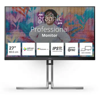 Garantie AOC Q27U3CV écran plat de PC 68,6 cm (27") 2560 x 1440 pixels 4K Ultra HD LCD Noir