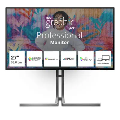 AOC U27U3CV écran plat de PC 68,6 cm (27") 3840 x 2160 pixels 4K Ultra HD LCD Noir - Ecran Ordinateur - visuel 1