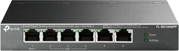 TP-Link TL-SG1006PP commutateur réseau Non-géré Gigabit Ethernet (10/100/1000) Connexion Ethernet, s - Borne Wifi - visuel 1