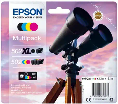 Epson 502 XL cartouche d'encre 4 pièce(s) Original Rendement élevé (XL) Noir, Bleu, Magenta, Jaune - Cartouches d'encre - visuel 1
