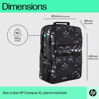 Sac à dos HP Campus XL imprimé marbre - Sacoche & Housse - visuel 9