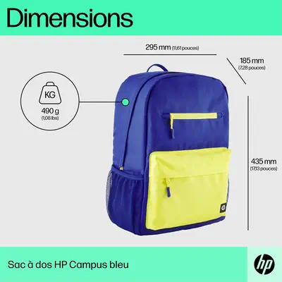 Sac à dos HP Campus (bleu) HP - visuel 1 - hello RSE - Une capacité impressionnante