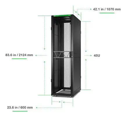 Onduleur APC Netshelter SX, 2e génération, 45U, 2 124 H x 600 L x 1 070 P, avec panneaux latéraux, n - Rack et Armoire - visuel 4