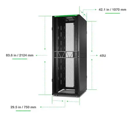 Onduleur APC Netshelter SX, 2e génération, 45U, 2 124 H x 750 L x 1 070 P, avec panneaux latéraux, n - Rack et Armoire - visuel 4