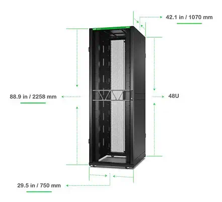 Onduleur APC Netshelter SX, 2e génération, 48U, 2 258 H x 750 L x 1 070 P, avec panneaux latéraux, n - Rack et Armoire - visuel 4