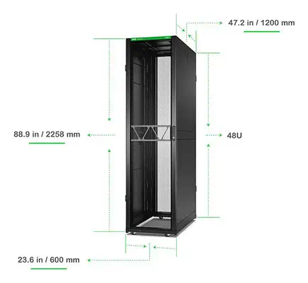 Rack APC Netshelter SX Server, 2e génération, 48U, 2 258H x 600L x 1 200D mm, avec panneaux latéraux - Rack et Armoire - visuel 6